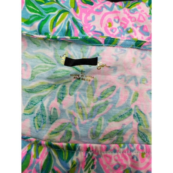 Lilly Pulitzer Geanna Swing Mini Dress Tiered Turtle Printed Cotton L NEW 282953 - Picture 8 of 8